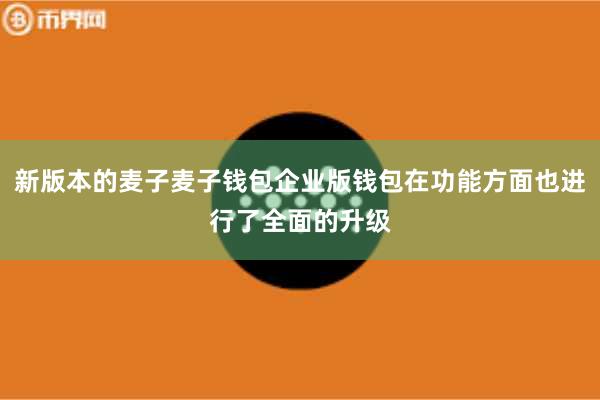 新版本的麦子麦子钱包企业版钱包在功能方面也进行了全面的升级